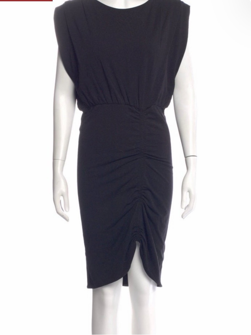 The Kooples Ruched Dress with Padded Shoulders Black medium